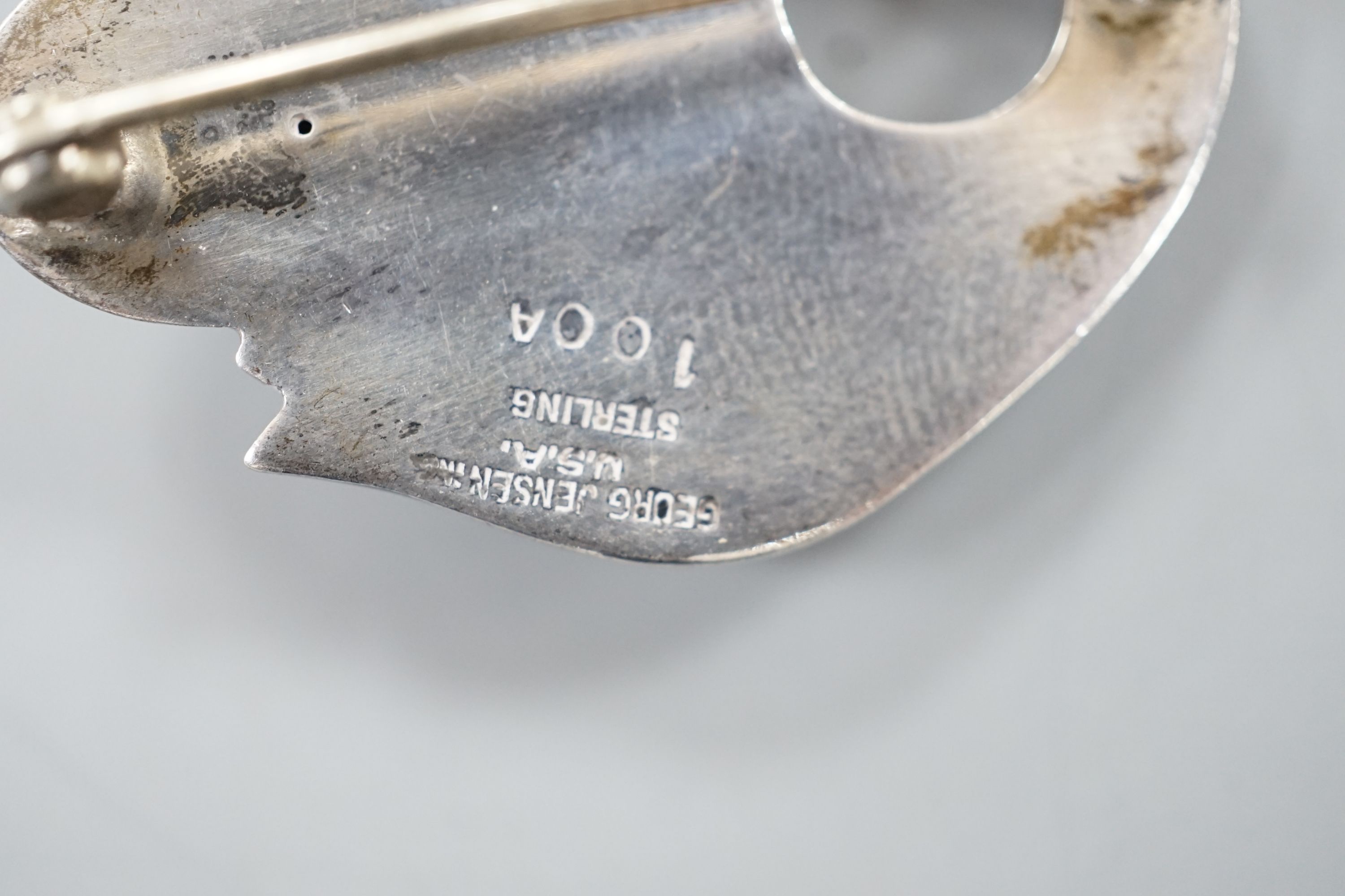 A Georg Jensen USA sterling tulip brooch, no.100A, 31mm.